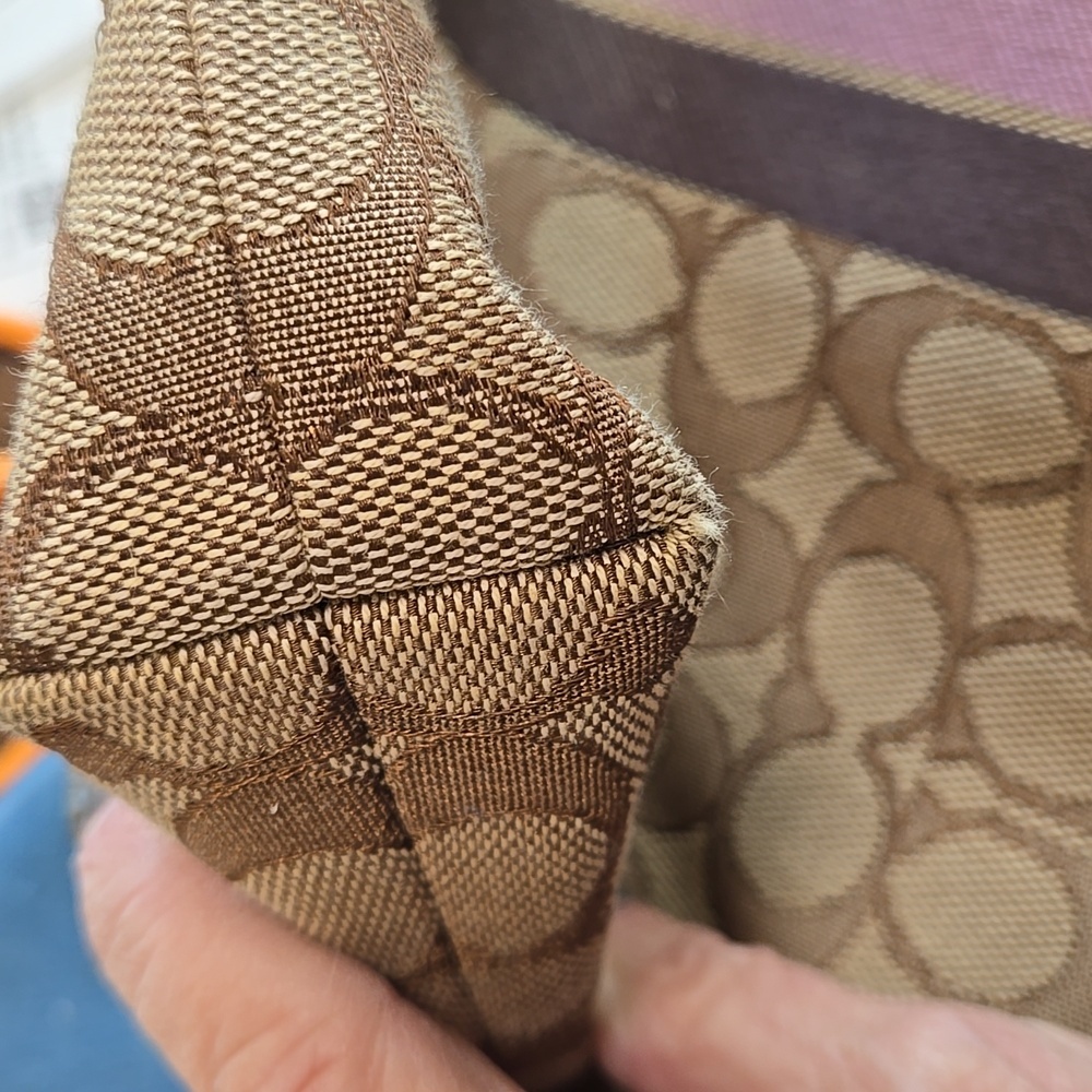 Coach File Brown and Purple Signature Crossbody Bag - Picture 10 of 13